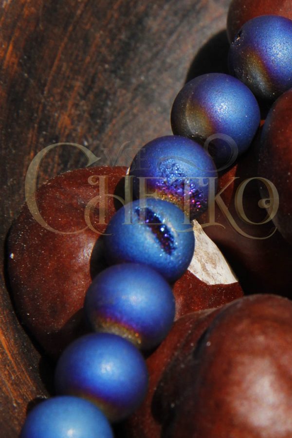 Матовая синь классические Четки из агата 33 бусины синяя кисточка